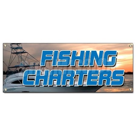 Signmission FISHING CHARTERS BANNER SIGN all half day rental tackle deep sea fish B-Fishing Charters